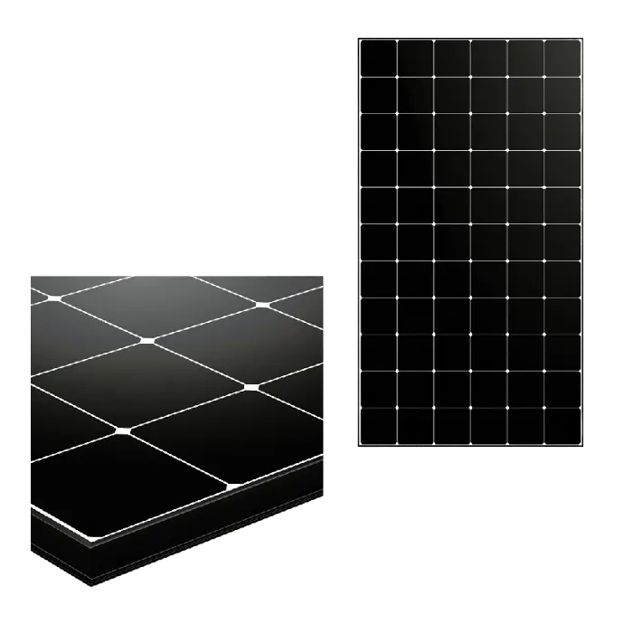 Close up van SunPower zonnepanelen